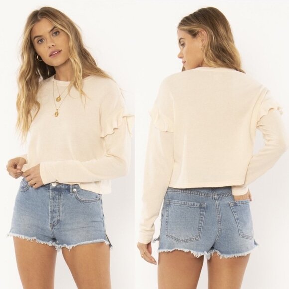 NWT Revolve Amuse Society Rose Fleece Pullover Size XS‎ Ruffle Sweatshirt Top - Picture 1 of 14